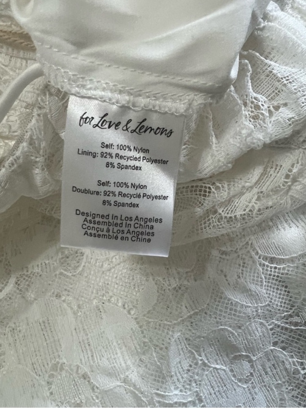 For Love & Lemons White Lace Maxi Slip Dress with Sheer Floral Skirt - Picture 13 of 14